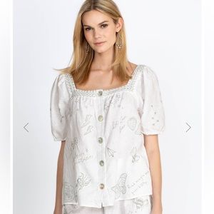 JOHHNY WAS‎ Sovanna Wander Top Sz S - embroidered